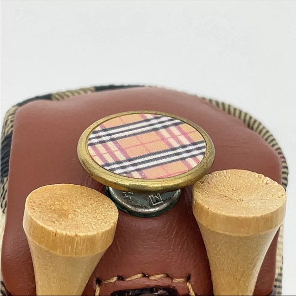 Auth Burberry Nova Check Brown Golf Ball Pin Marker Pouch with box - Picture 3 of 11